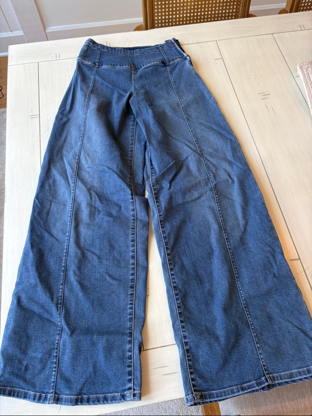 Free People Dark Blue Wide Leg Flare Jeans